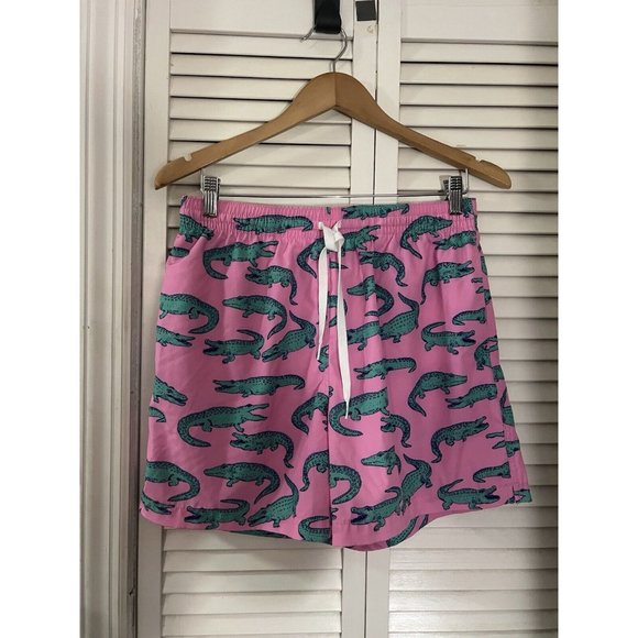 Chubbies Swimming Trunks Mens Large Pink Alligator Lined Swim Shorts - Picture 1 of 7